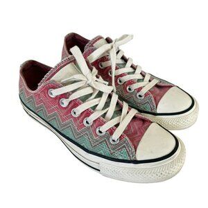 CONVERSE X MISSONI Collab Women's Sz 6.5 Pink Green Zigzag Low Top Sneakers